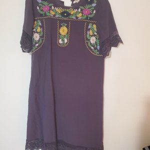 Purple Embroidered Dress knee length medium